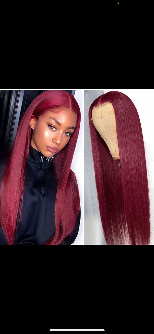 16 inch lace front. Burgundy wig